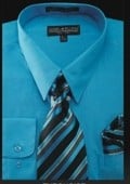 Men's Dress Shirt - PREMIUM TIE - Turquoise $39