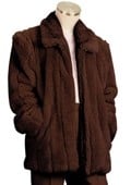 SKU#ER5556 Mens Faux Fur 3/4 Length Coat Brown $199