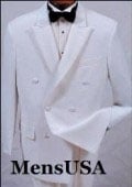 SKU# PLO448 ModelTT32 New Mens white double breasted satin peak lapel formal tuxedo $149 