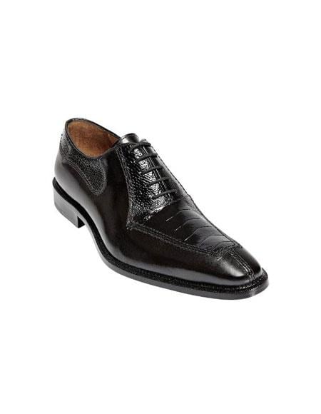 Mens Ostrich Top Shoes by Belvedere Black Shoes Dino