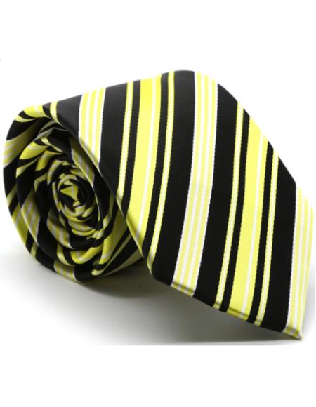 Silk Neck Tie W Hanky Yellow - Men's Neck Ties - Mens Dress Tie - Trendy Mens Ties
