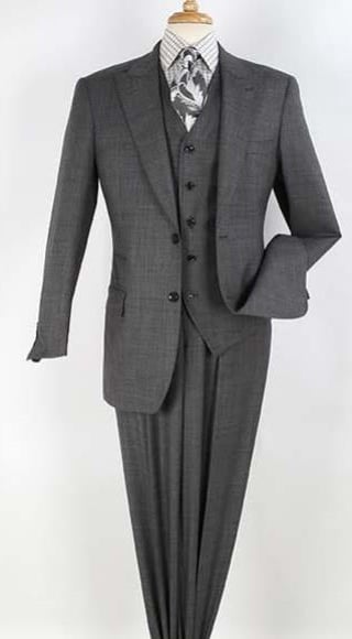 SKU#SM2717 Mens 2 Buttons Grey 3 piece Vested With 33