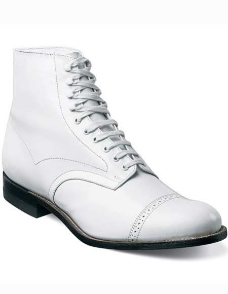 Stacy Adams Men's Biscuit Toe Laceup Leather White Original Boots 1920s ...