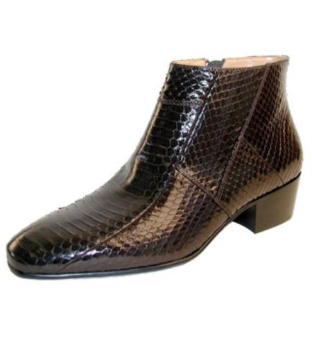 SKU#SS-TG19 Mens Brown Snakeskin Cuban Heel Boots