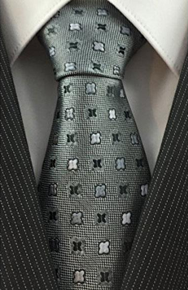 Men's Trendy Necktie Silver Grey Woven with Geometric Accent Fashion Tie-Men's Neck Ties - Mens Dress Tie - Trendy Mens Ties