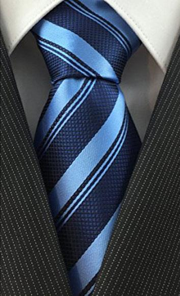 Men's Necktie Woven Baby Blue and Navy Classic Fashion Tie-Men's Neck Ties - Mens Dress Tie - Trendy Mens Ties