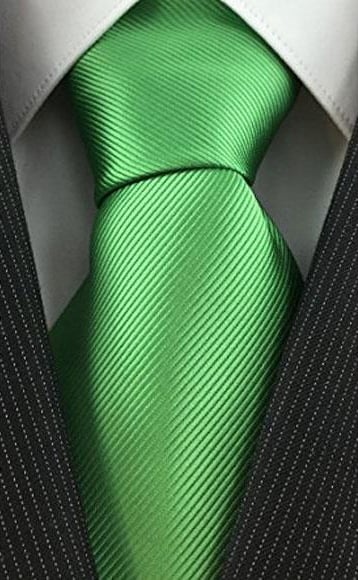 Men's High Fashion Necktie Green Lime with Tonal Pinstripe Woven Classic Tie-Men's Neck Ties - Mens Dress Tie - Trendy Mens Ties