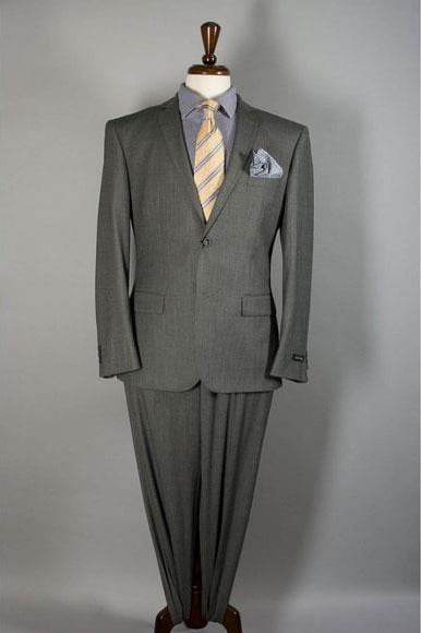 Men's Slim Fit 2 Buttons Gray Suit + Free Shirt & Tie