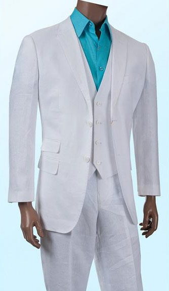 2018 Alberto Nardoni Collection 2 Button Vested Linen Suit Available in White or Natural (Tan)
