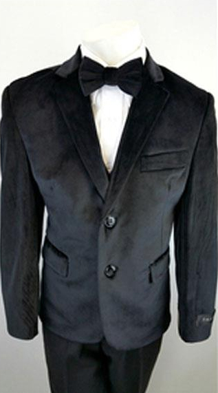 Black Kids Boy's 2 Buttons  Velvet Suit Perfect for wedding  attire outfits - Toddler Suit