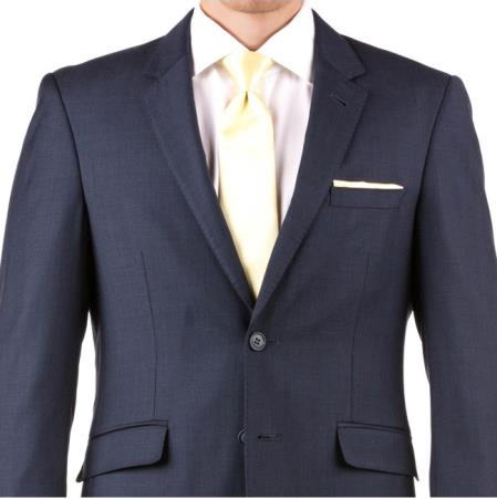 Men's Slim Fit Suit - Fitted Suit - Skinny Suit Men's Navy Blue Two Button Wedding Suit