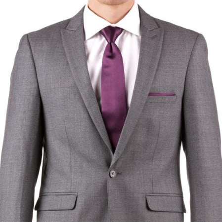 Men's Slim Fit Suit - Fitted Suit - Skinny Suit Men's Iron Gray Flap Front Pockets Suit