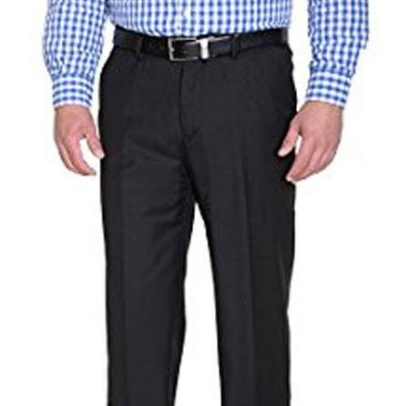 Men's Solid Black Slim Fit Polyester Blend Flat Front Pant (We have more Braveman suits Call 1-844-650-3963 to order)