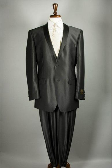 Men's Shiny Flashy Sharkskin Black Suit 2 Buttons Style Tuxedo Suit Sateen Lapel Available 