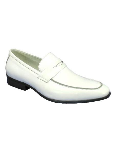 SKU#GD661 Men's Fashionable Slip On White Loafer Dress Shoes
