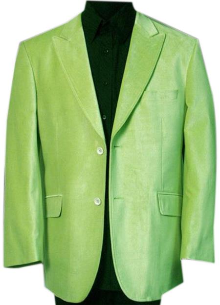 SKU#JS364 Mens Velvet ~ Velour Fabric Two Buttons Lime Green ~ Mint ...