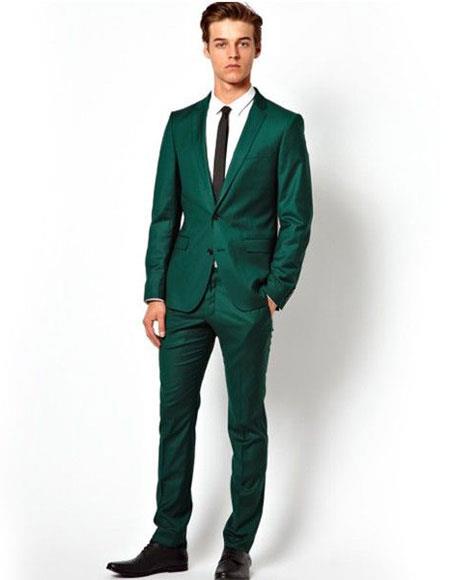 Men's Two Button Green Suit