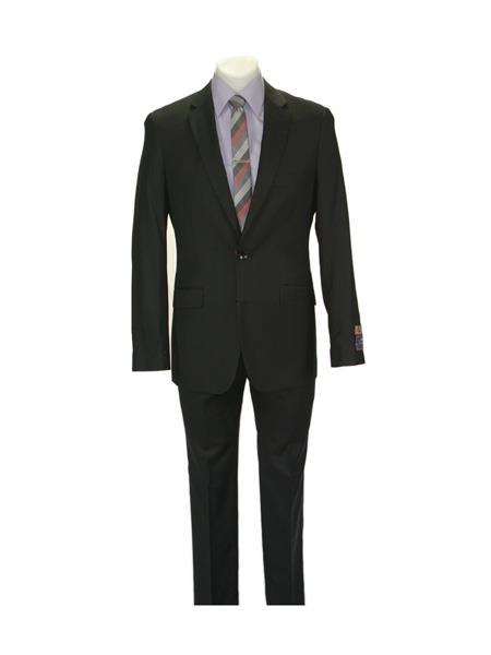 Carlo Lusso Men's 2 button fully lined  slim fit Black suit