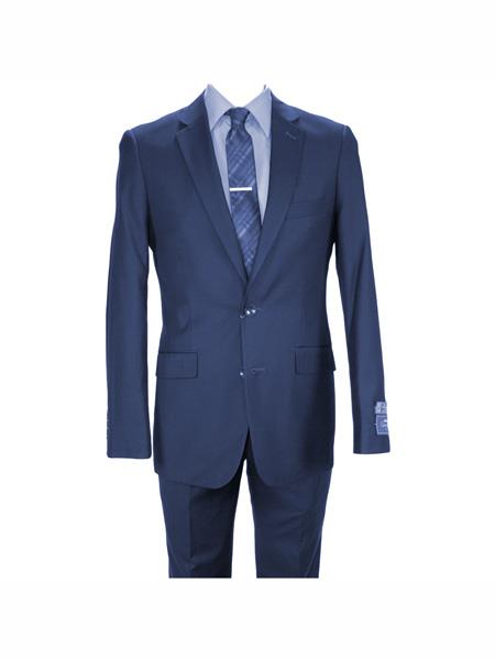 Navy Blue Suit - Navy Suit Carlo Lusso Men's 2 button fully lined  slim fit Dark Blue Suit