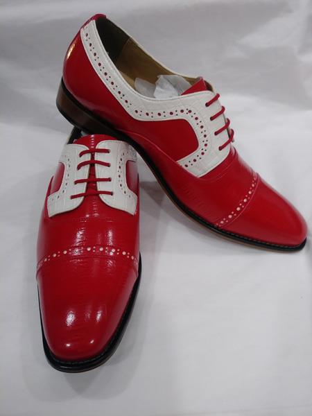 Mens Two Tone Lace Up Red & White