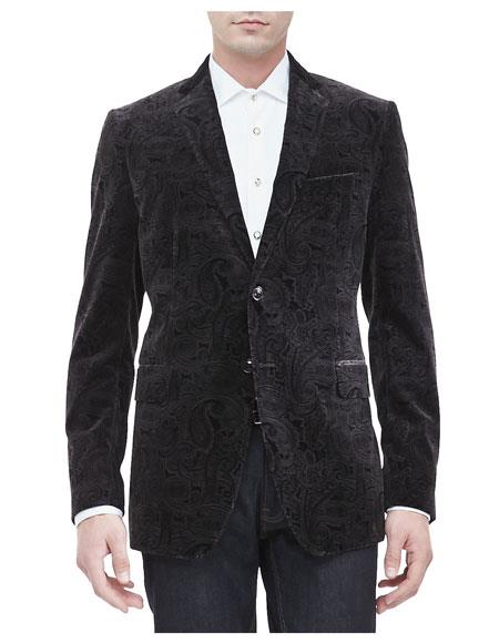 Men's Paisley Velvet ~ Velour Blazer Sport Coat Jacket
