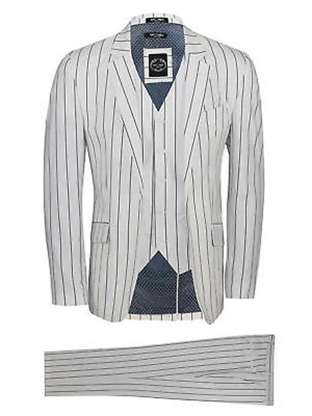 White and Black Stripe Pimp Fashion ~ Gangster Mobster Suit Custom 