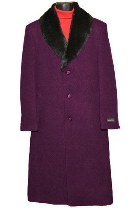 Men's Big And Tall  Overcoat Long Men's Dress Topcoat -  Winter coat  4XL 5XL 6XL Burgundy ~ Wine ~ Maroon