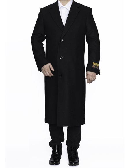 Men's Big And Tall  Overcoat Long Men's Dress Topcoat -  Winter coat 4XL 5XL 6XL Black