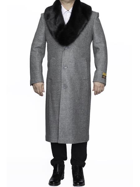 Men's Big And Tall Overcoat Long Men's Dress Topcoat -  Winter coat 4XL 5XL 6XL Light Grey