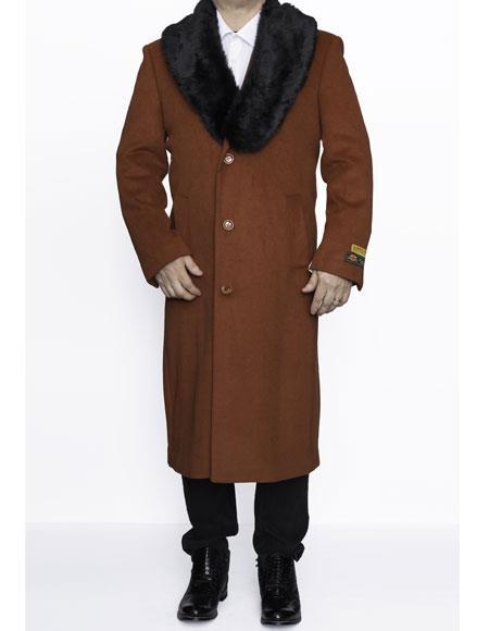 Men's Big And Tall Overcoat Long Men's Dress Topcoat -  Winter coat 4XL 5XL 6XL Rust