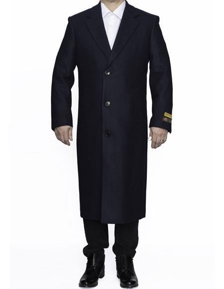Men's Big And Tall Overcoat Long Men's Dress Topcoat -  Winter coat 4XL 5XL 6XL Navy Blue