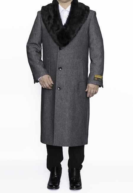 Men's Big And Tall Overcoat Long Men's Dress Topcoat -  Winter coat 4XL 5XL 6XL Grey