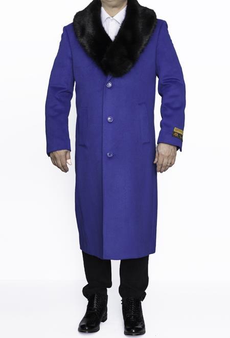 Men's Big And Tall Overcoat Long Men's Dress Topcoat -  Winter coat 4XL 5XL 6XL Royal Blue