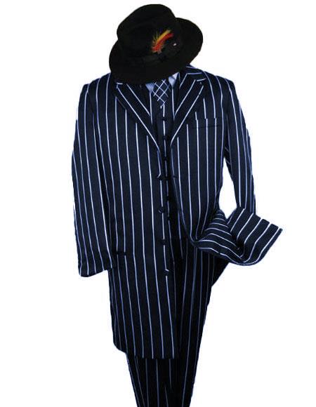 Black White Stripe New Formal Style Zoot Suit - Pimp Suit - Zuit Suit