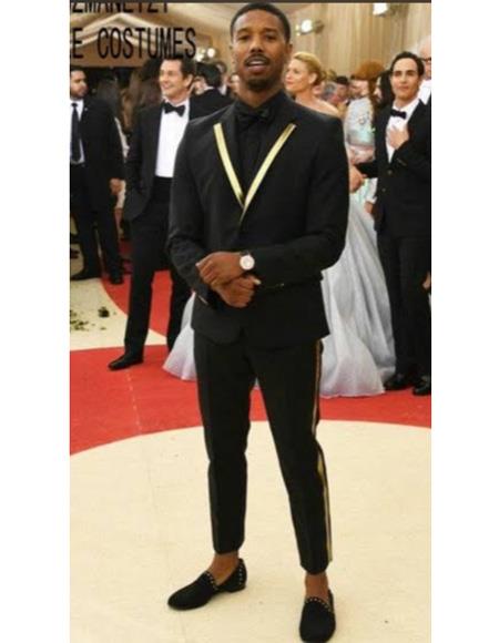 Men's Black  Cuff Link Suit