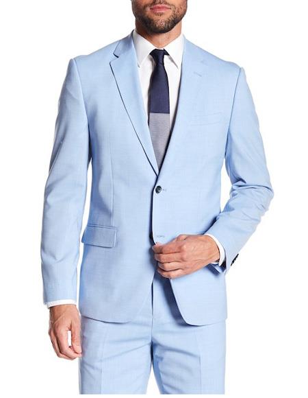 Men's Two Button Closure  Pleated Pant Blue Suit