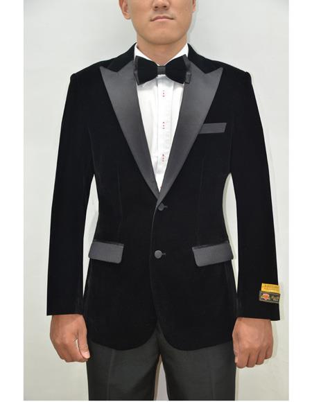 Peak Lapel Fashion Smoking Casual Velour Cocktail Tuxedo Jacket With Free Matching bowtie