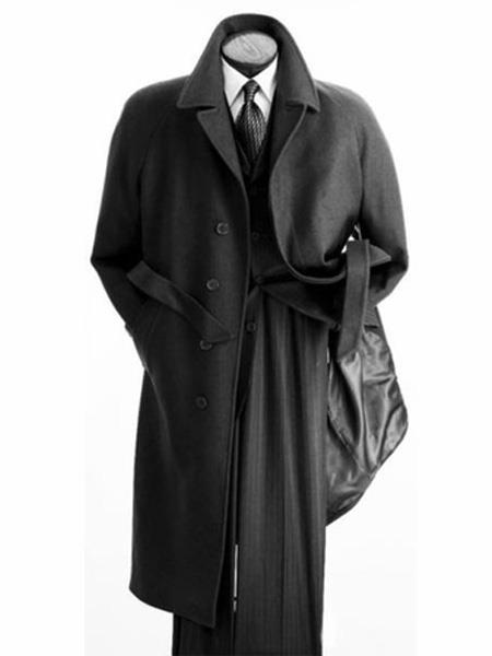 Mens Overcoat Mens Topcoat Mens Black Button Closure Dress Coat 