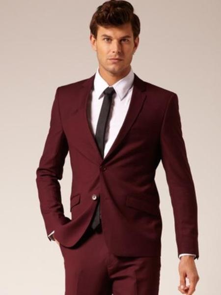 Mix and Match Suits 2 Button Style Suit Burgundy ~ Maroon Suit  ~ Wine Color flat front pants Men's Suit Separate Any Size Jacket & Pants