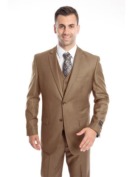 Men's 3 Piece  Slim Fit  Taupe Suit