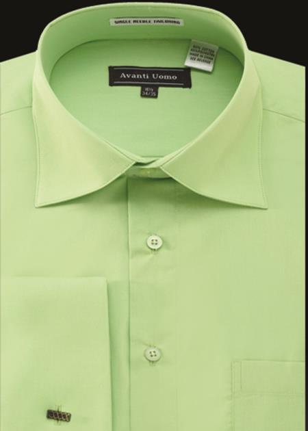 Mens Avanti Uomo French Cuff Shirt Green