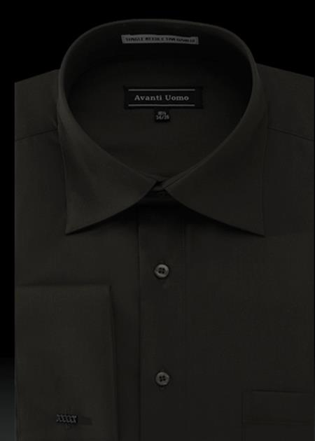 Men's Avanti Uomo French Cuff Shirt Black