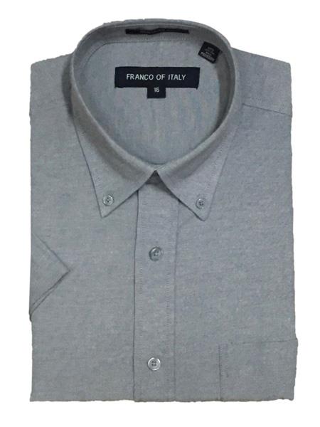 Gray Button Closure Men's Dress Shirt