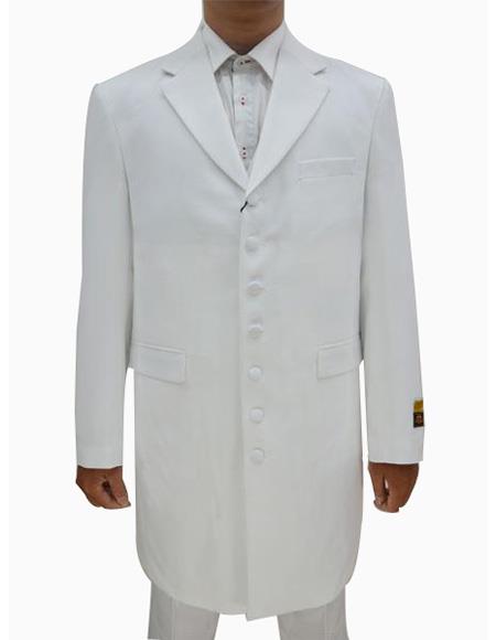 Men's White  Seven Button Zoot Suits