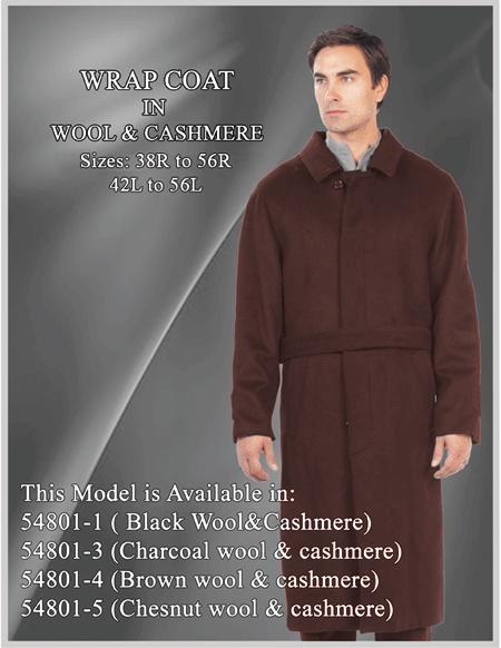 Men's Big And Tall Overcoat Long Men's Dress Topcoat -  Winter coat Outerwear Coat Up to Size 68 Regular Fit
