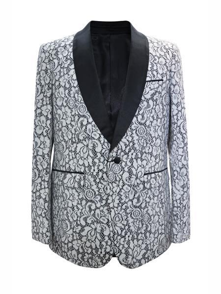 Cheap Priced Men's Printed Unique Patterned Print Floral Tuxedo Flower Jacket Prom custom celebrity modern Tux White