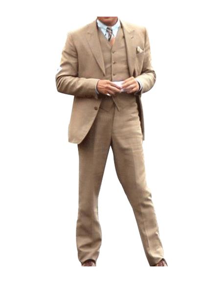 Men's Tan - Coffee Color Outfit Male Attire Great Gatsby Clothing Costumes Suits
