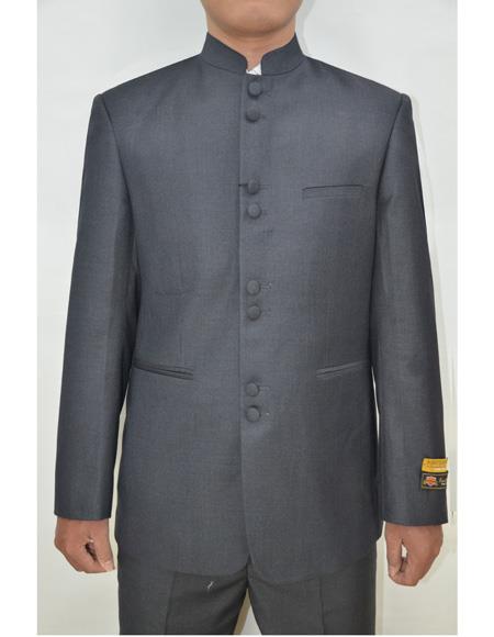 Men's Charcoal Front Suit - Men's Preaching Jacket