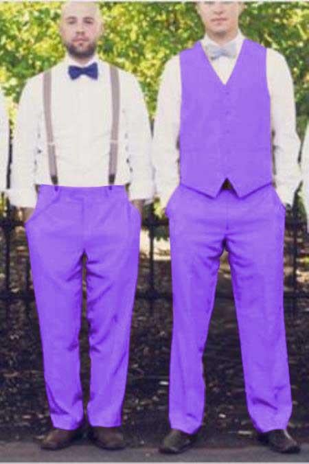 Matching Waistcoat Wedding ~ Prom Dress Tuxedo Wedding Men's Vest ~ Waistcoat ~ Waist coat & Flat Front Pants Set Lavender