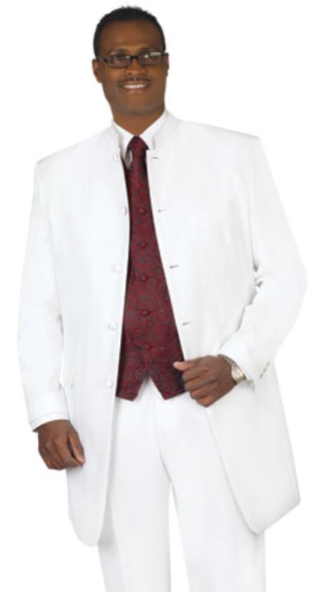 Single Breasted Collarless Groom Wedding White Blazer For Men's 